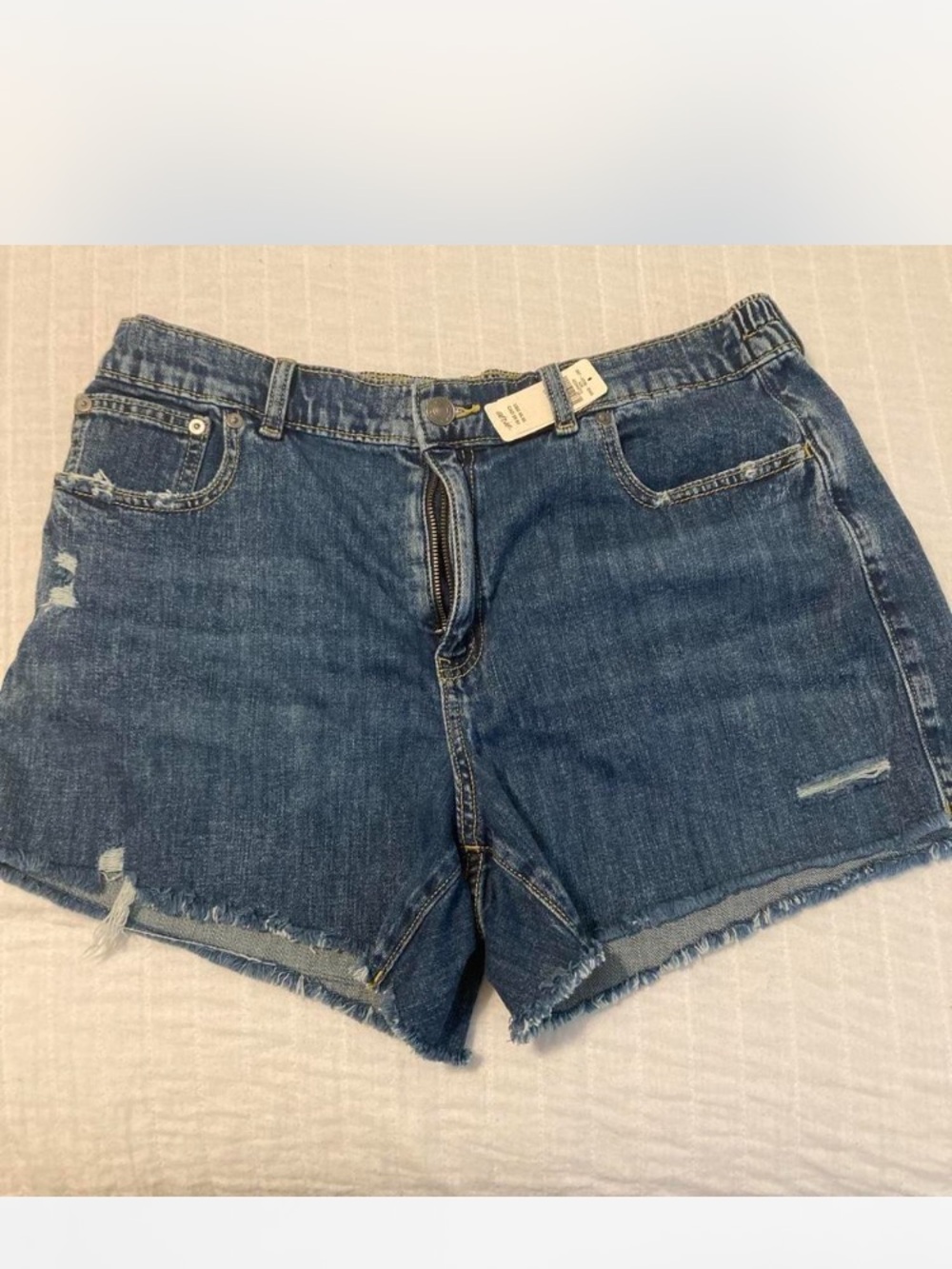 NWT Aerie Denim Stretch Distressed Cutoff Mini Shorts Womens Sz Large Blue